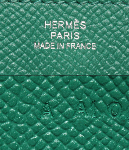 HERMES 長財布 シルバー金具 A刻印 ヴォーエプソン ヴェールジェイド ケリー ウォレット ロング レディース エルメス