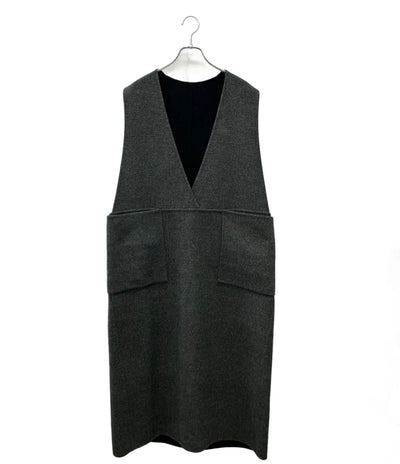 Drawer ノースリーブワンピース ウール ブラック リバーシブル NEW ARRIVAL Reversible Dress 6526-234-1323 レディース SIZE 38 (S) ドゥロワー