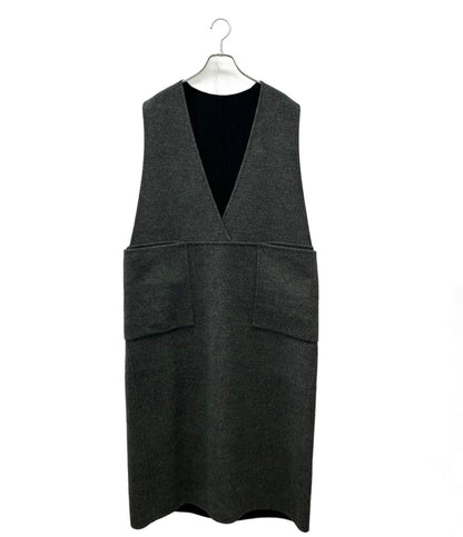 Drawer ノースリーブワンピース ウール ブラック リバーシブル NEW ARRIVAL Reversible Dress 6526-234-1323 レディース SIZE 38 (S) ドゥロワー