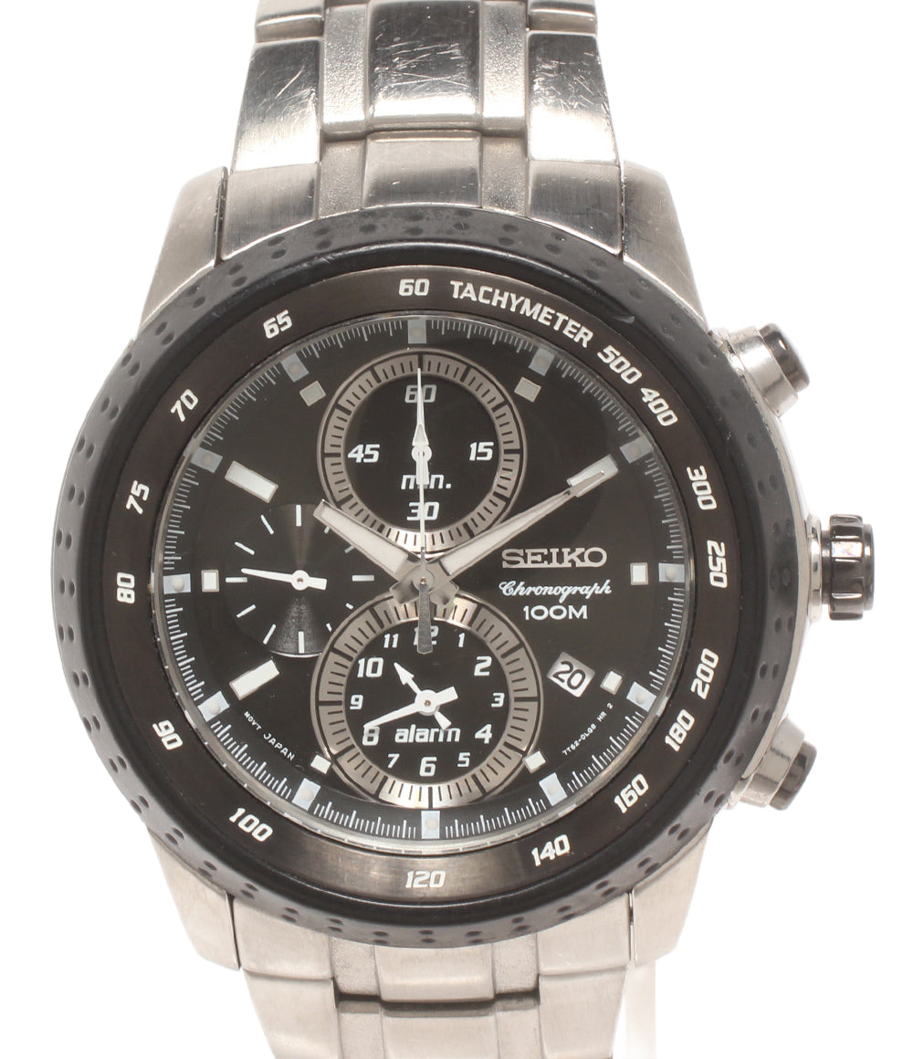 SEIKO 腕時計 クオーツ ブラック 7T62-0HL0 メンズ セイコー
