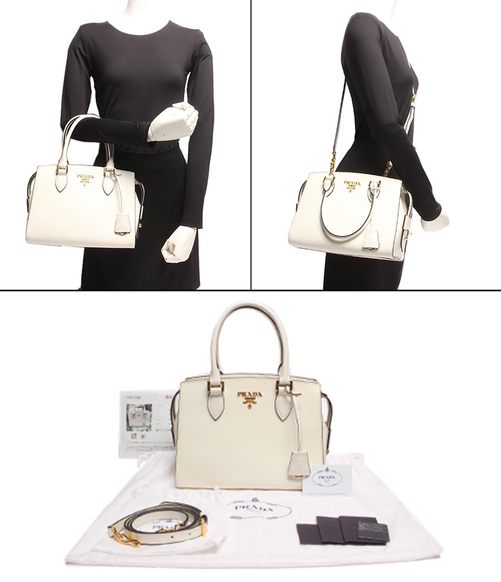 美品 プラダ 2wayレザーハンドバッグ ゴールド金具 サフィアーノ  