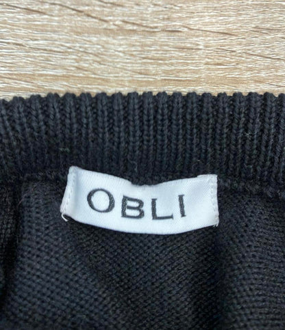 OBLI 長袖ニット フリルハートニット ウール100% レディース オブリ