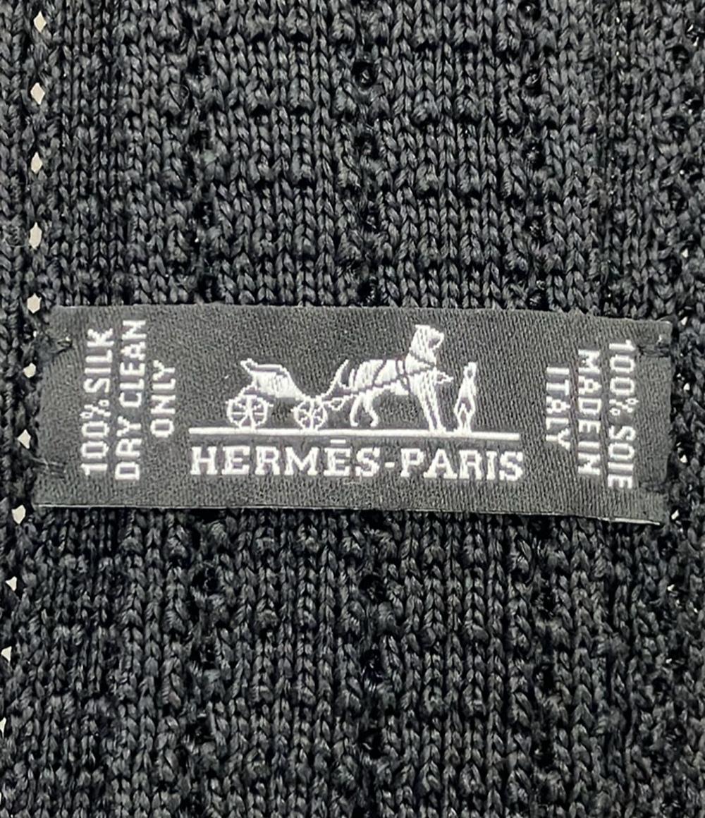 ☆美品☆HERMES エルメス　ニットタイ　ネクタイ　シルク100% グレー 美品 HERMES ネクタイ ニットタイ シルク 100% メンズ エルメス