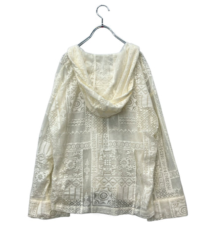 美品 GRACE CONTINENTAL 長袖ブラウス フロントボタン レース フード タグ付き 25SS カラーキナリ キカレースフード付トップ 0125141121-00