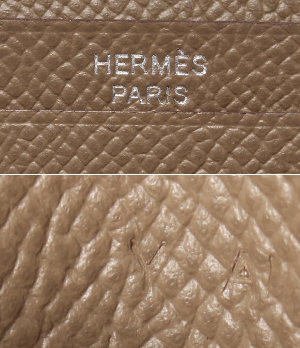 美品 HERMES 二つ折り財布 シルバー金具 Y刻印 エトゥープ ベアン