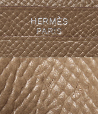 美品 HERMES 二つ折り財布 シルバー金具 Y刻印 エトゥープ ベアンコンパクト レディース エルメス