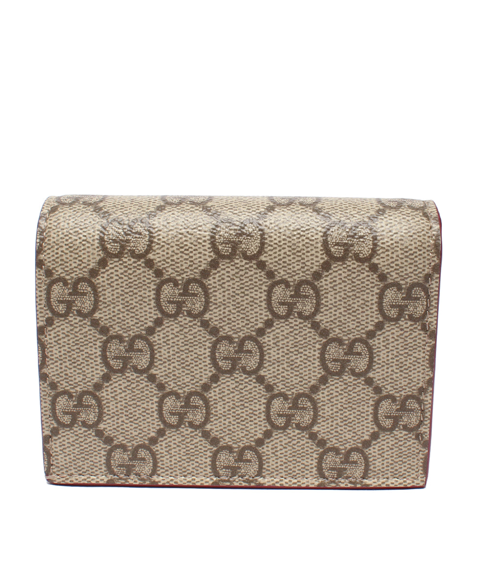 美品 GUCCI 二つ折り財布 GGスプリーム キャンバス ミニ ウォレット アニマル オウル 818767･0416 レディース グッチ