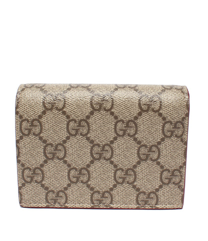 美品 GUCCI 二つ折り財布 GGスプリーム キャンバス ミニ ウォレット アニマル オウル 818767･0416 レディース グッチ