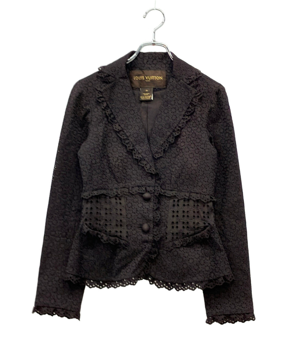 LOUIS VUITTON テーラードジャケット フリル パッチング レース レディース SIZE 36 (S) ルイ・ヴィトン