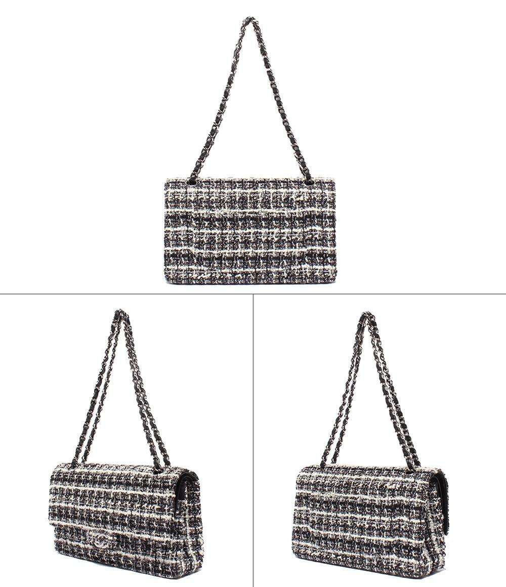 シャネル ショルダーバッグ ハンドバッグ 肩掛け ツイード ダブルチェーン ダブルフラップ シルバー金具 マトラッセ25 レディース CHANEL
