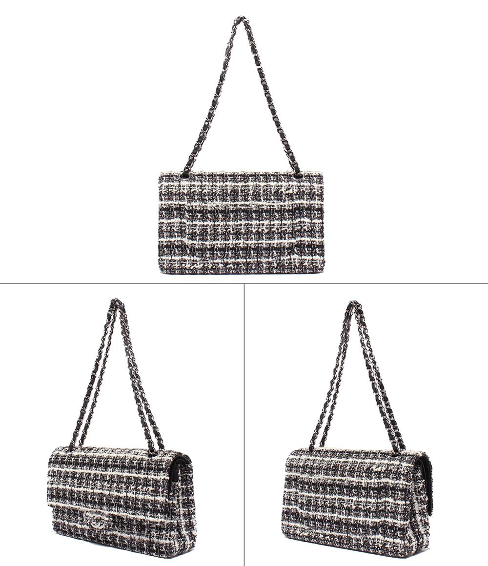 シャネル ショルダーバッグ ハンドバッグ 肩掛け ツイード ダブルチェーン ダブルフラップ シルバー金具 マトラッセ25 レディース CHANEL
