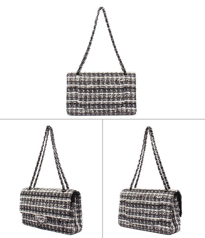シャネル ショルダーバッグ ハンドバッグ 肩掛け ツイード ダブルチェーン ダブルフラップ シルバー金具 マトラッセ25 レディース CHANEL