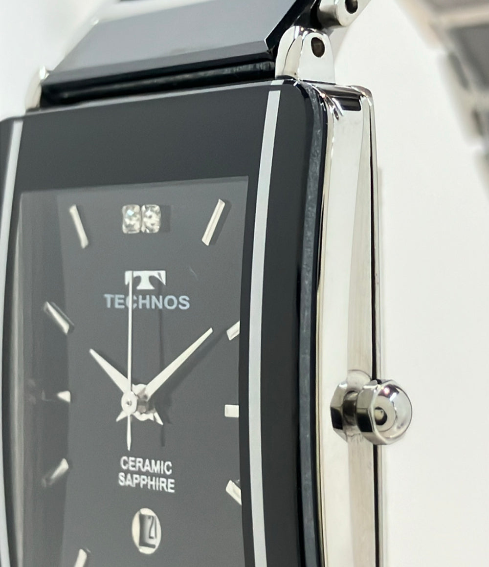 TECHNOS 腕時計 クオーツ ブラック T9137 メンズ テクノス