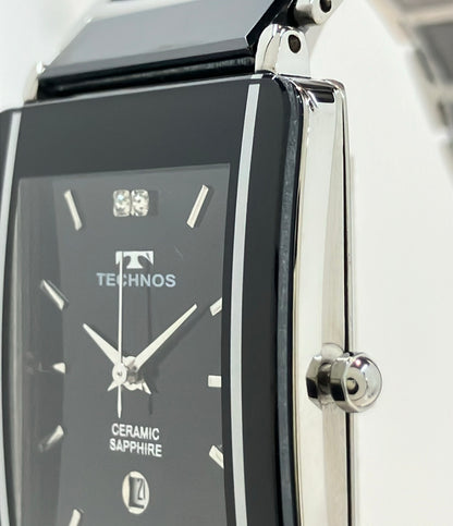 TECHNOS 腕時計 クオーツ ブラック T9137 メンズ テクノス