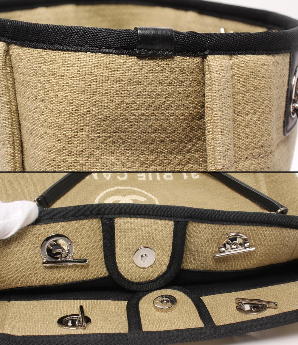 CHANEL チェーン ショルダーバッグ トートバッグ 肩掛け シルバー金具 キャンバス ドーヴィル PM レディース シャネル