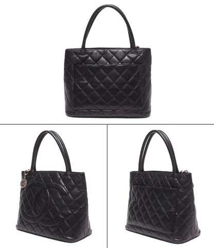 CHANEL トートバッグ シルバー金具 復刻トート キャビアスキン メダリオン ココマーク ６番台 レディース シャネル