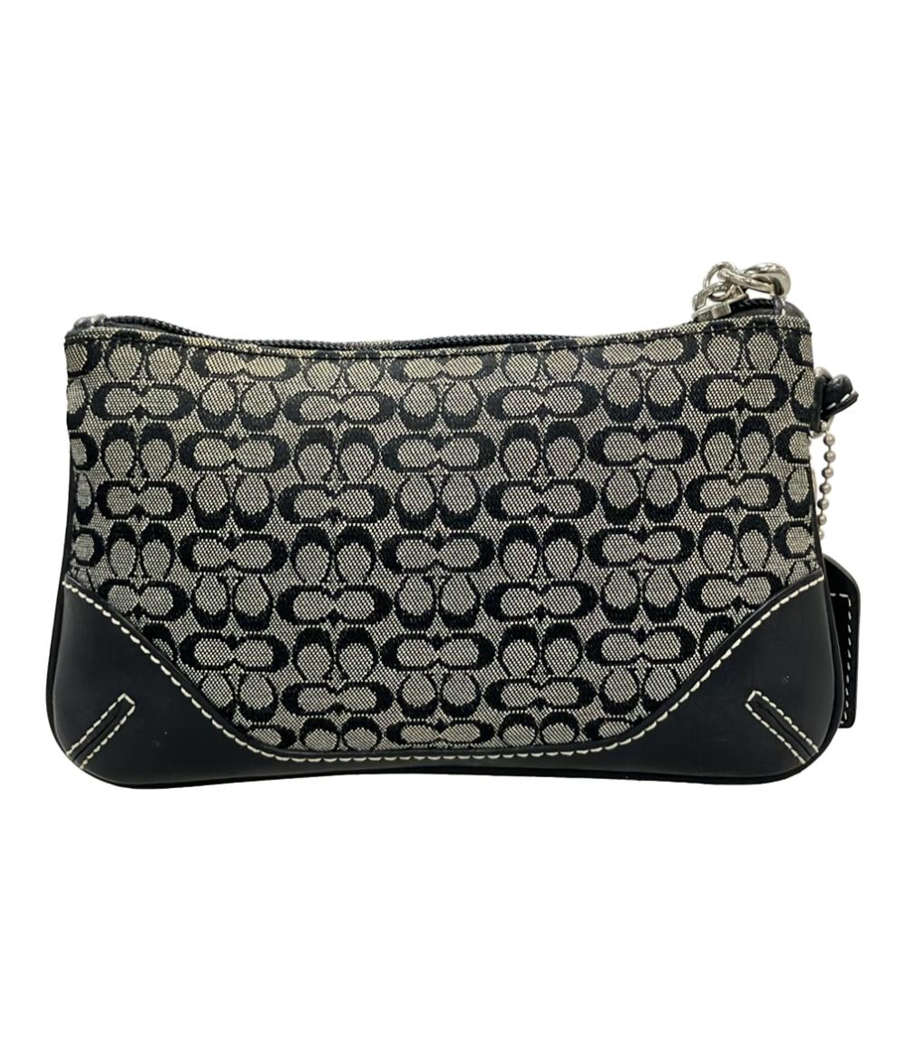 コーチ ポーチ アクセサリーポーチ ストラップ付き キャンバス レザー ミニシグネチャー レディース COACH