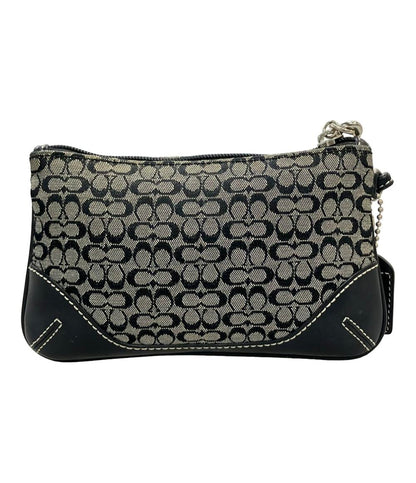 コーチ ポーチ アクセサリーポーチ ストラップ付き キャンバス レザー ミニシグネチャー レディース COACH