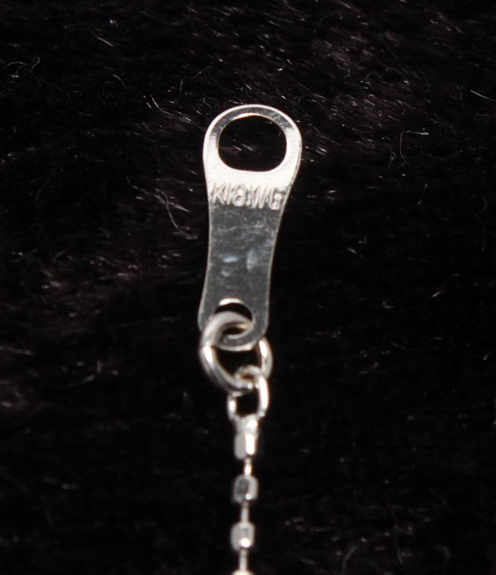 美品 ネックレス K18WG ダイヤ 0.05ct ピンクサファイア ハートモチーフ レディース