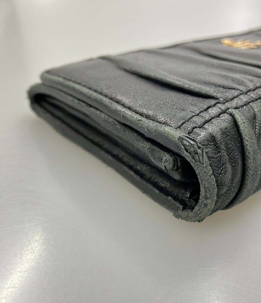 PRADA 二つ折り長財布 ギャザーレザー レディース プラダ