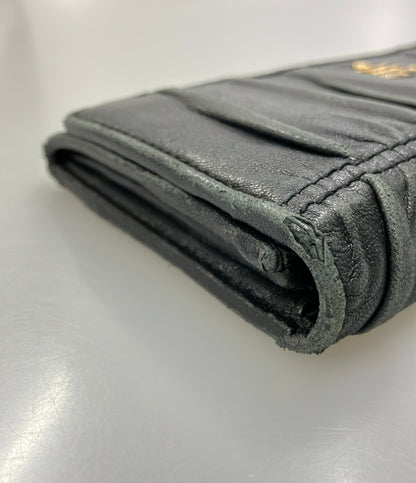 PRADA 二つ折り長財布 ギャザーレザー レディース プラダ