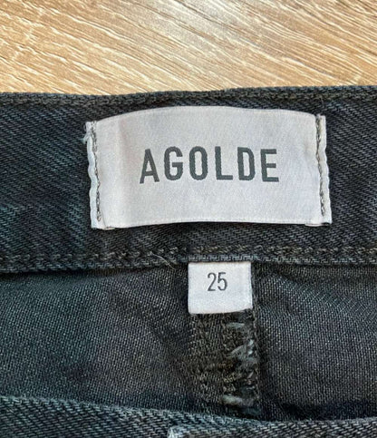 AGOLDE デニムスカート マキシ丈 カットオフ HILLA SKIRT BLK 25 ジップアップ レディース SIZE S エーゴールドイー