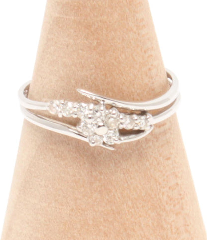 美品 リング 指輪 K18WG ダイヤ 0.20ct フラワーモチーフ レディース SIZE 12号