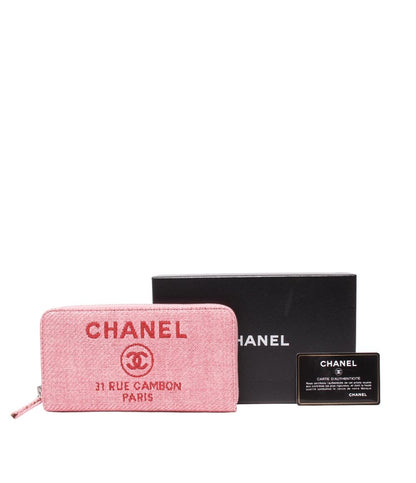 美品 シャネル ラウンドファスナー長財布 ストローキャンバスレザー A80056 レディース CHANEL