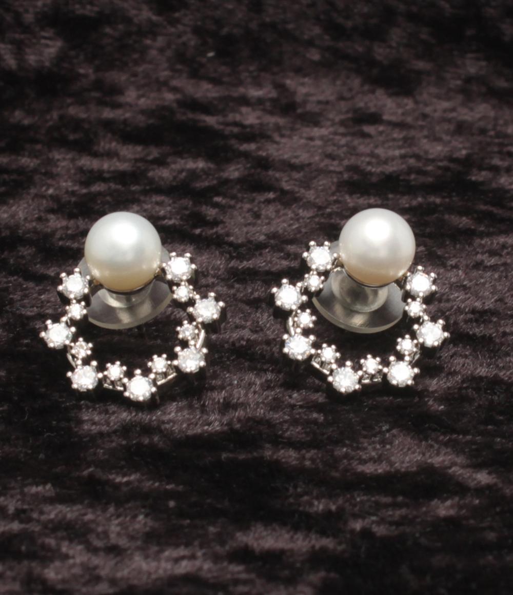 美品 JINKA NEZU ピアス 淡水パール リースモチーフ レディース ジンカ