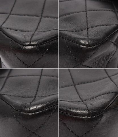 CHANEL チェーンショルダーバッグ 肩掛け 斜め掛け ゴールド金具 シングルチェーン シングルフラップ 1番台 ラムスキン マトラッセ20 レディース