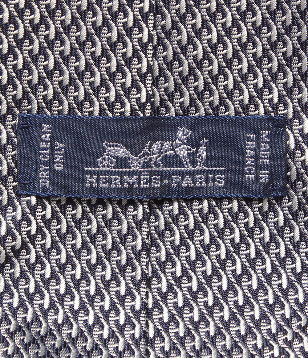 美品 HERMES ネクタイ シルク100％ 総柄 メンズ エルメス