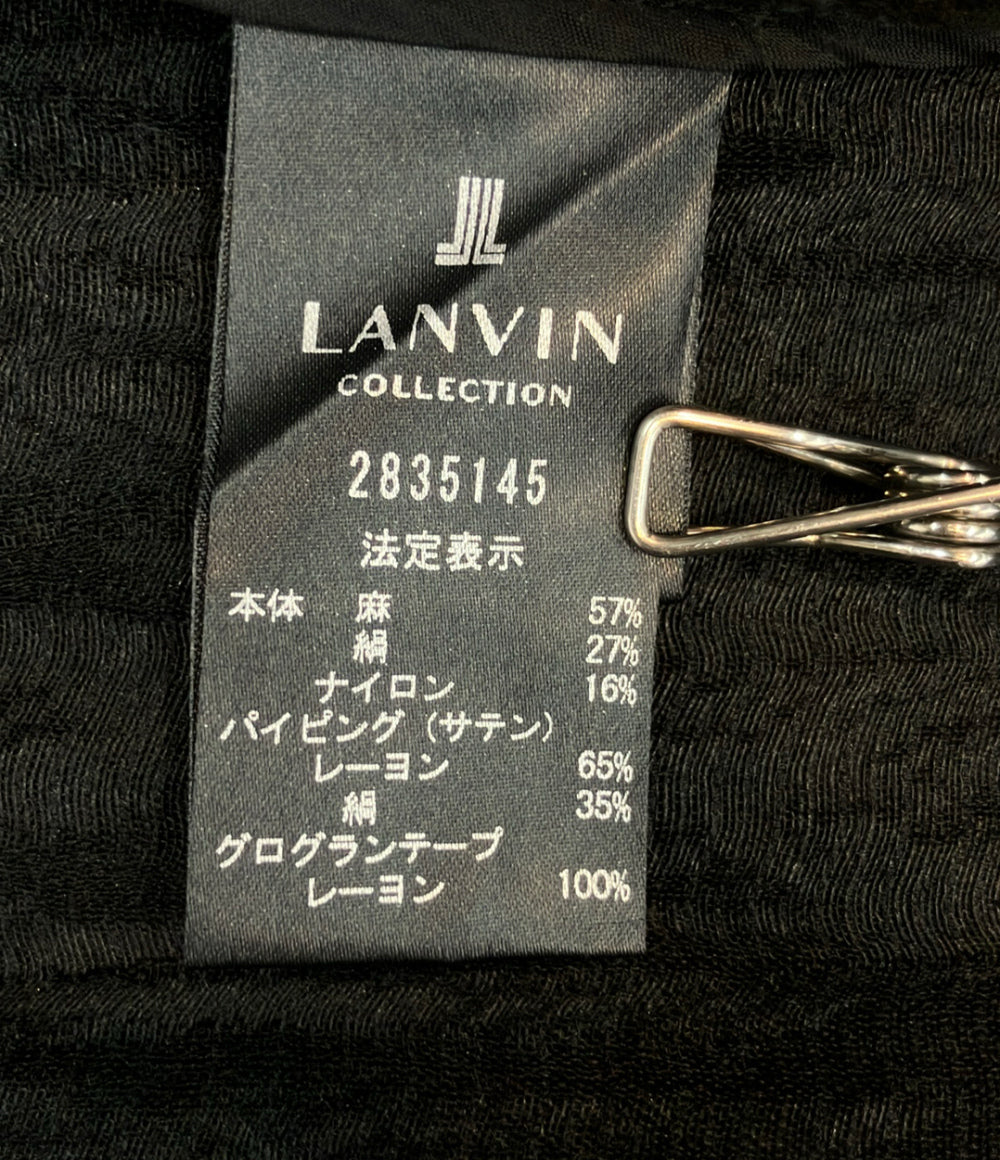美品 LANVIN collection ノーカラージャケット フロントジップアップ シワ加工 タグ付き 2835145 レディース SIZE 38 (S) ランバン コレクション