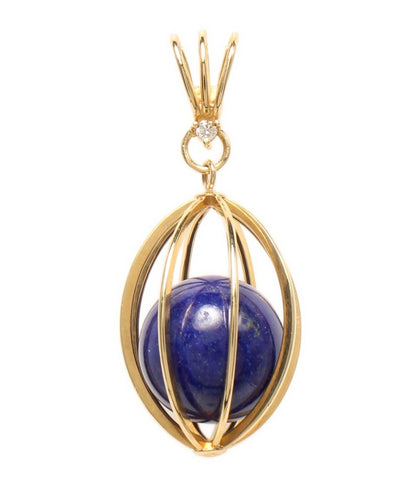 美品 ペンダントトップ K18 ラピスラズリ ダイヤ0.02ct レディース