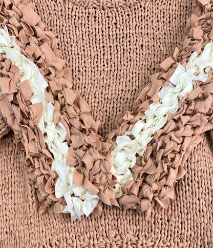 美品 CLANE フリルハーフスリーブハンドニット 五分袖ニット レディース SIZE 1 (S) クラネ