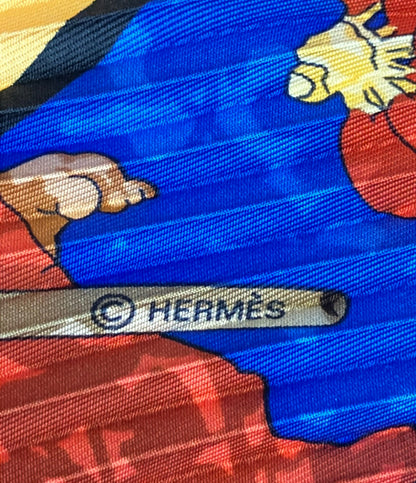 HERMES プリーツスカーフ カレ90 シルク100% インレ湖の水上マーケット レディース エルメス