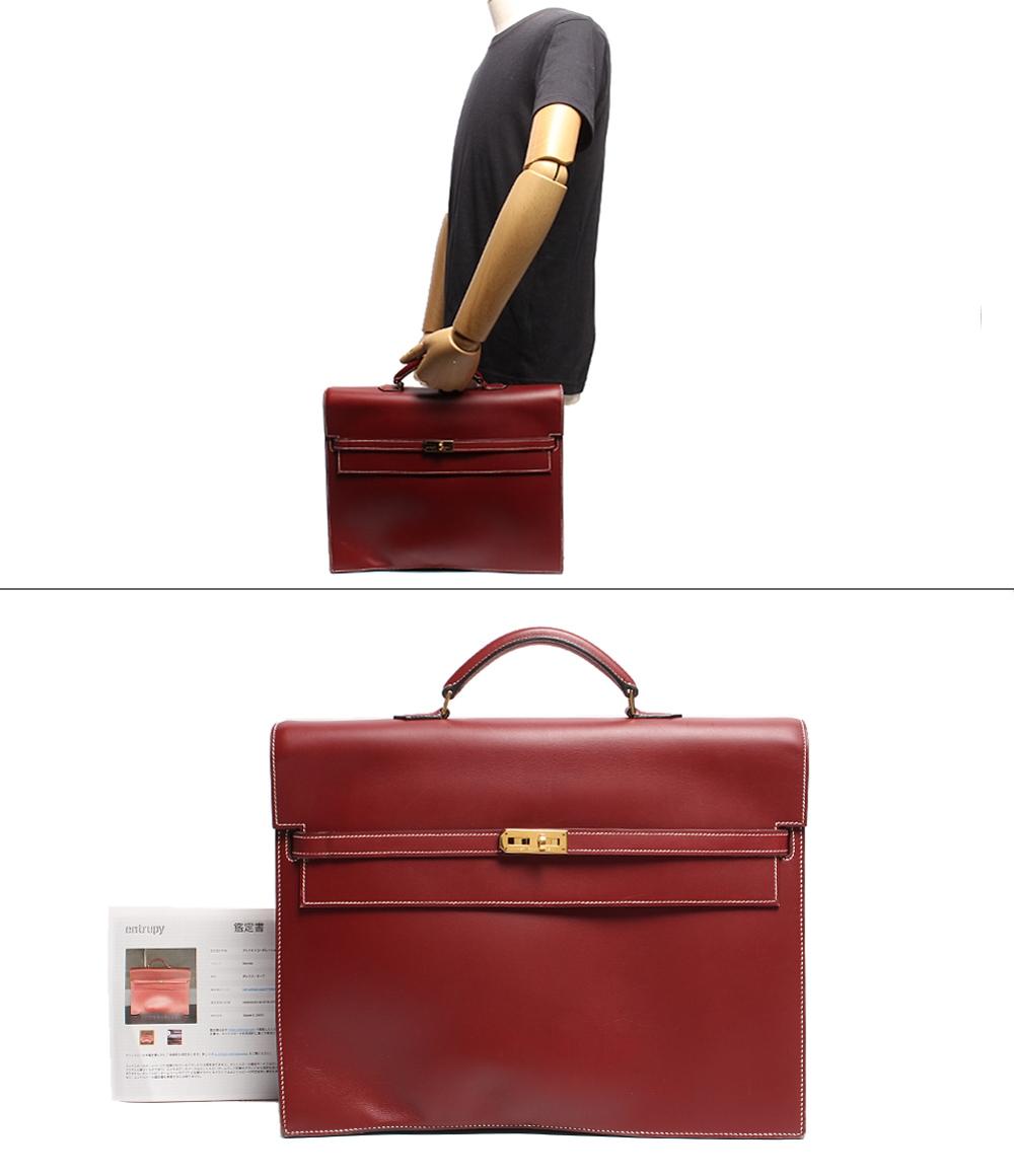 エルメス ビジネスバッグ ブリーフケース □K刻印 ゴールド金具 ケリーデペッシュ38 ルージュヴィフ ボックスカーフ メンズ HERMES