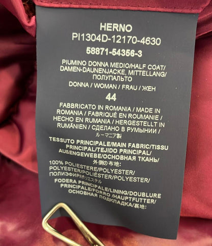 Herno ダウンコート A-shape ワインレッド インポート サテンAラインコート PI1304D-12170-4630 レディース SIZE 44 (XL) ヘルノ