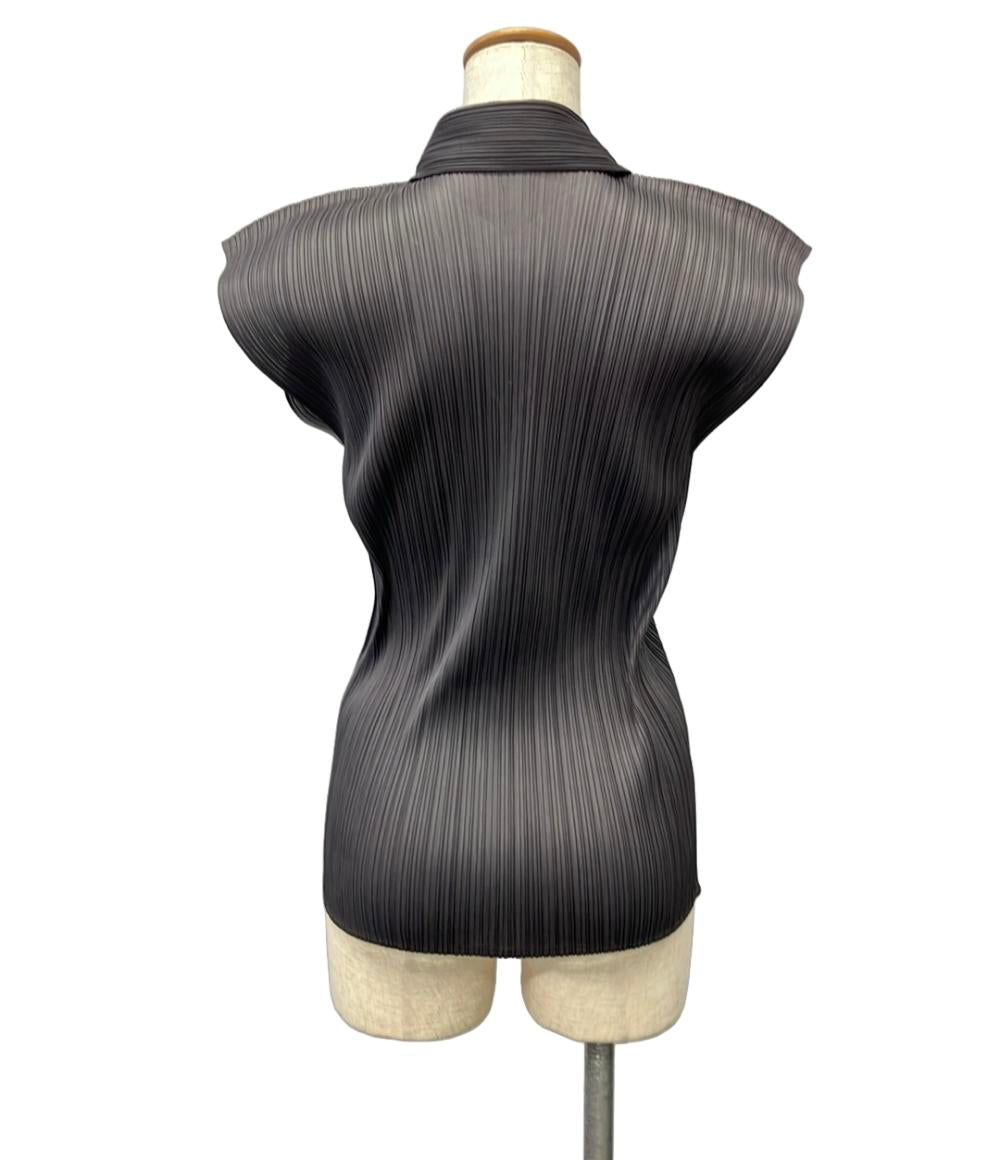美品 ISSEY MIYAKE 半袖シャツ ノースリーブブラウス モード PP04-JK605 レディース SIZE 3 (L) イッセイミヤケ