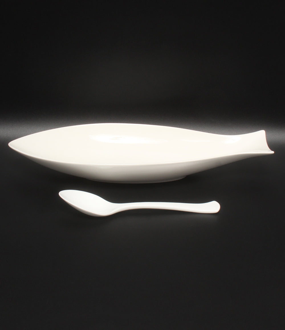 美品 Royal Copenhagen NIKKO ニッコー フィッシュトレイ ディッシュ 皿 33cm スープスプーン 19cm 2点セット ロイヤルコペンハーゲン