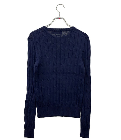 POLO RALPH LAUREN 長袖ニット ネイビー ビーデッド ポニー ケーブル インポート レディース SIZE SP (M) ポロ・ラルフローレン