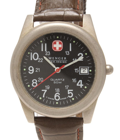 ウェンガー 腕時計 クオーツ ブラック メンズ WENGER