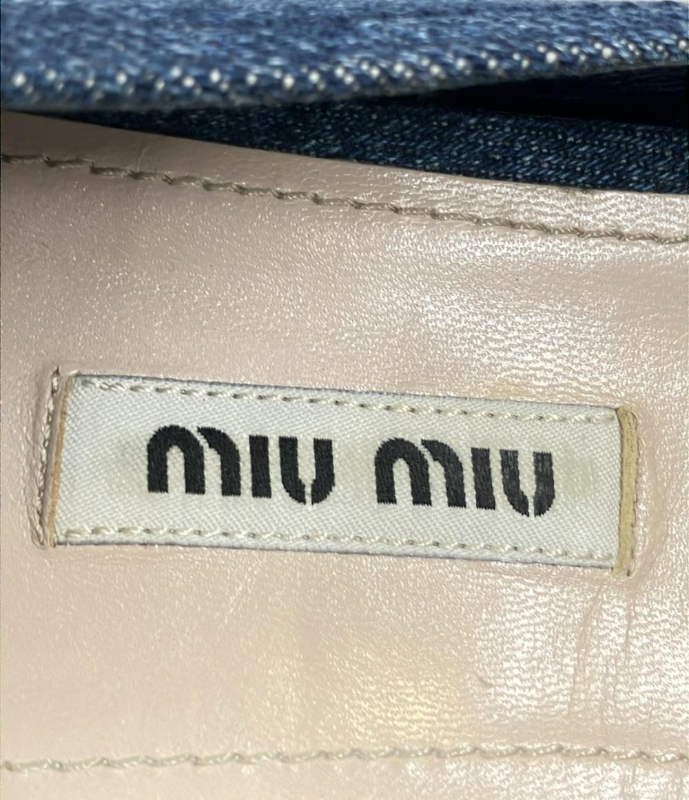 Miu Miu オープントゥサンダル デニム エスパドリーユ ビジュー レディース SIZE 36 1/2 ミュウ ミュウ