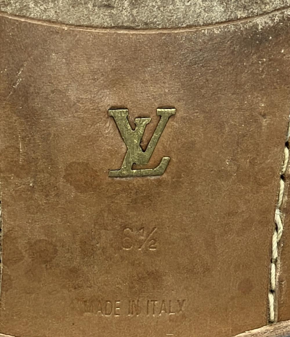 LOUIS VUITTON スクエアトゥスリッポン ハラコ ダミエソバージュ