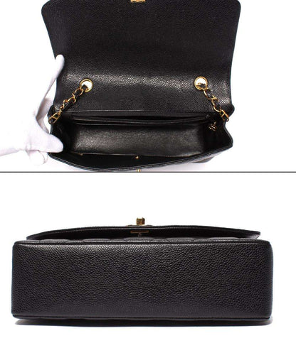 CHANEL チェーンショルダーバッグ シングルフラップ シングルチェーン ゴールド金具 ダイアナ キャビアスキン 2番台 レディース シャネル マトラッセ