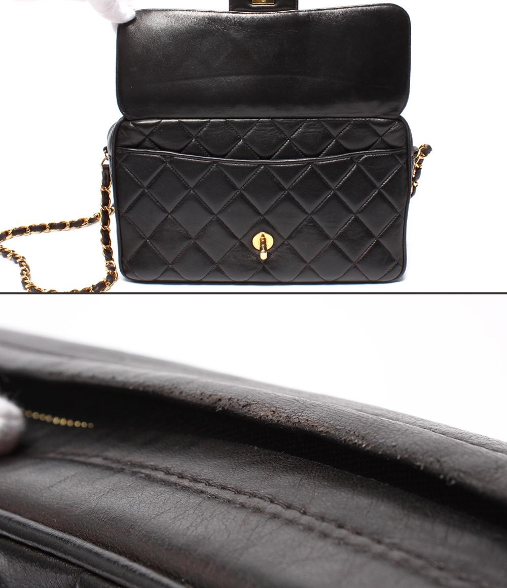 CHANEL チェーンショルダーバッグ シングルチェーン 斜め掛け 肩掛け ゴールド金具 ラムスキン レディース シャネル