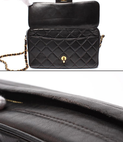 CHANEL チェーンショルダーバッグ シングルチェーン 斜め掛け 肩掛け ゴールド金具 ラムスキン レディース シャネル