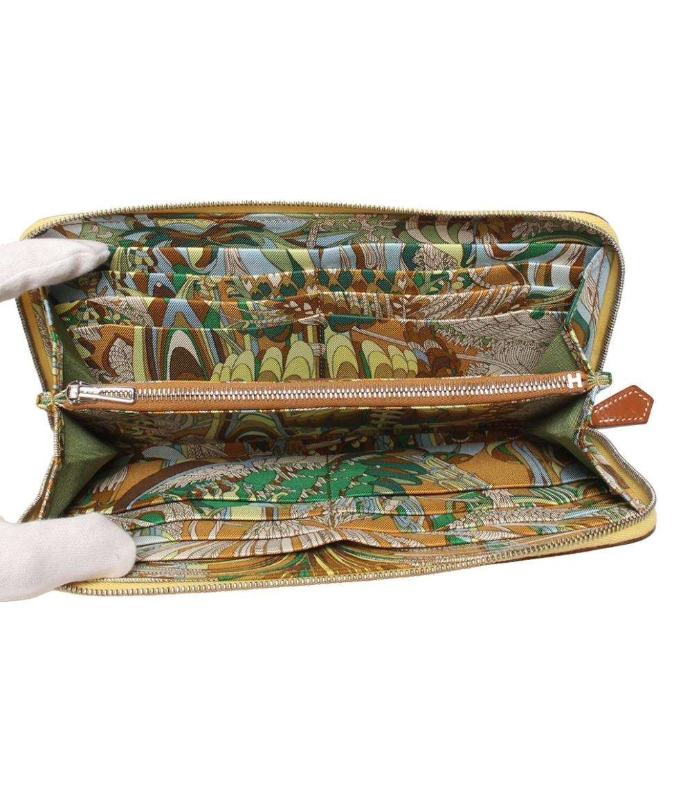 エルメス ラウンドファスナー長財布 Y刻印 シルバー金具 シルクイン アザップロング レディース HERMES