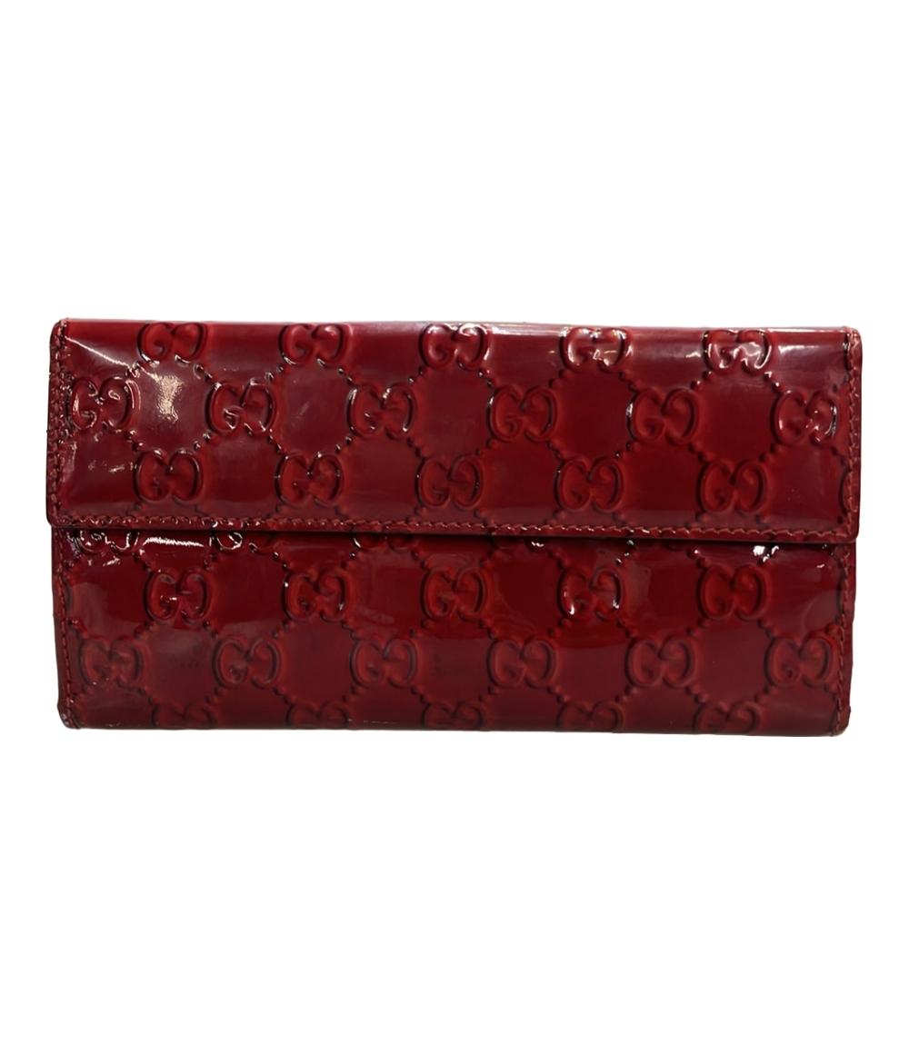 GUCCI ダブルホック 二つ折り長財布 エナメル グッチシマ 203550 0959 レディース グッチ