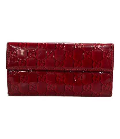 GUCCI ダブルホック 二つ折り長財布 エナメル グッチシマ 203550 0959 レディース グッチ