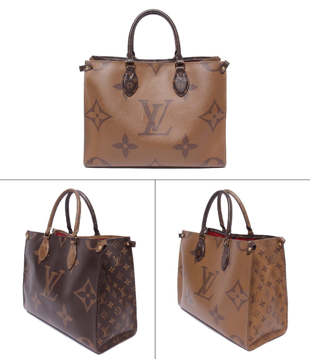 LOUIS VUITTON 2WAY トートバッグ ショルダーバッグ 肩掛け オンザゴー MM モノグラム リバース ジャイアント モノグラム キャンバス M45321